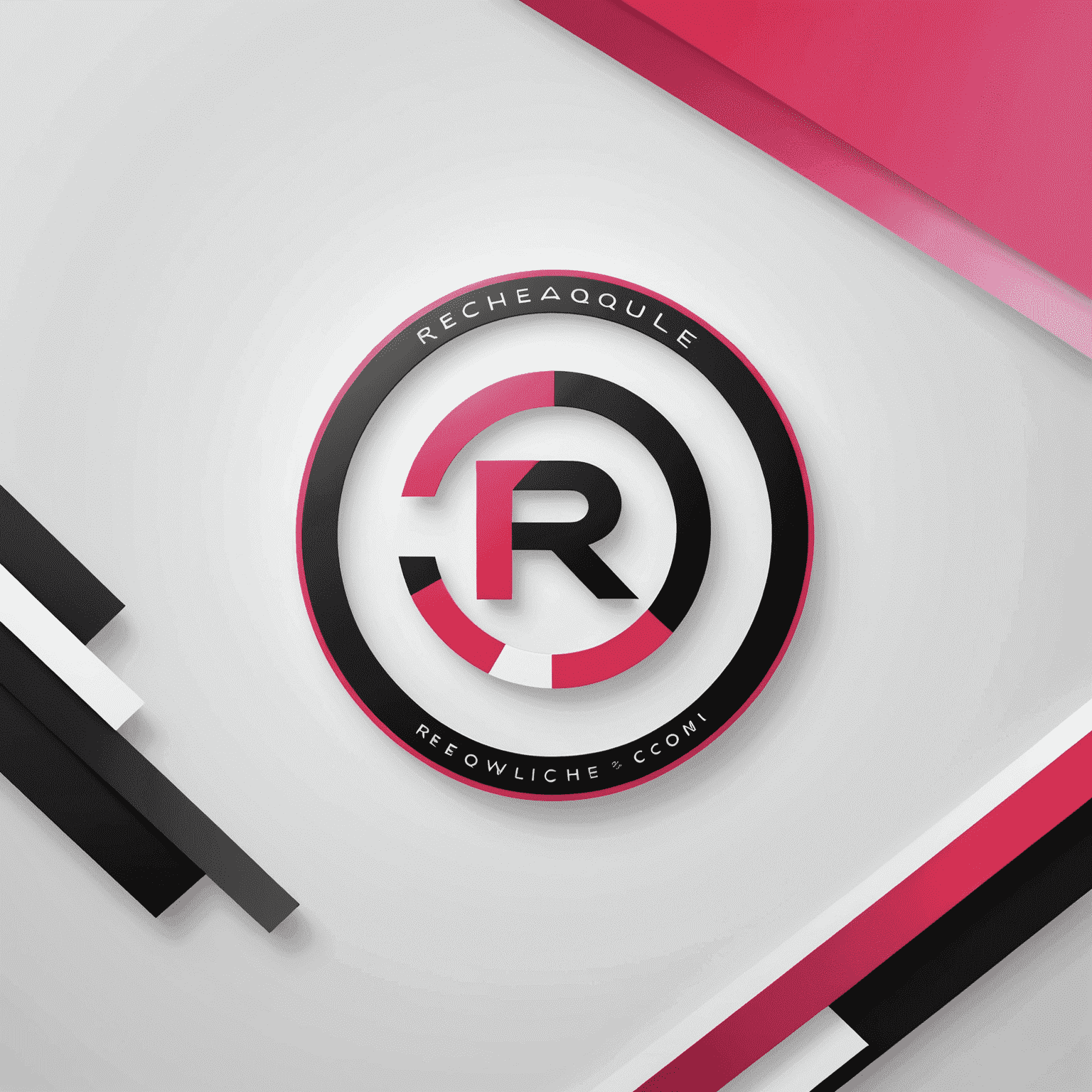 شعار rechaqule_com يظهر تصميمًا حديثًا يجمع بين الأحمر والوردي والأسود والأبيض، ويعكس حلول واجهة الهاتف المحمول