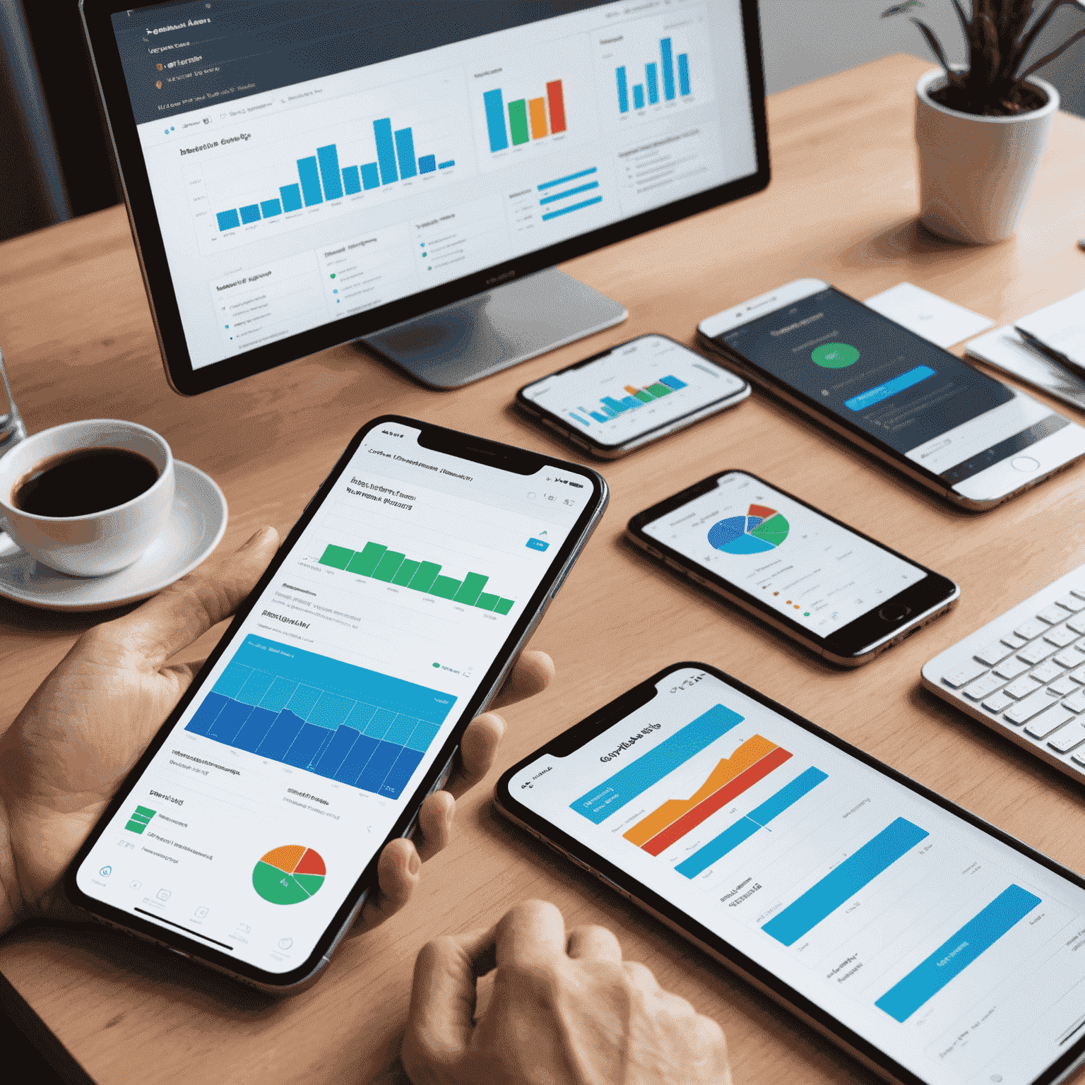 صورة توضيحية لاختبار تطبيقات الجوال، تظهر أجهزة متعددة تعرض شاشات اختبار مع تقارير الأخطاء والأداء